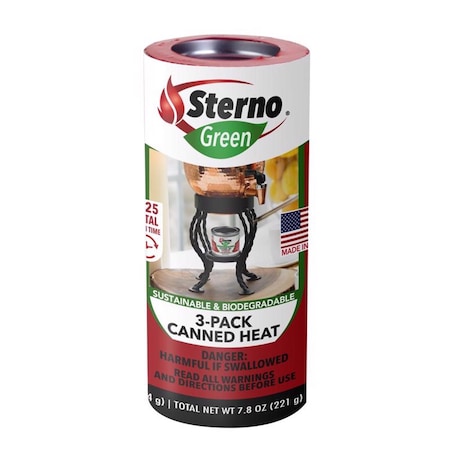 Sterno Sterno Green Canned Chafing Fuel Ethanol Gel 7.8 oz 3 pk 20602